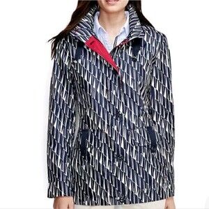 Lands End Women's Storm Raker Rain Jacket Classic Navy Ivory Women's Size M